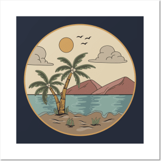 Tropical summer beach ocean sunset Posters and Art